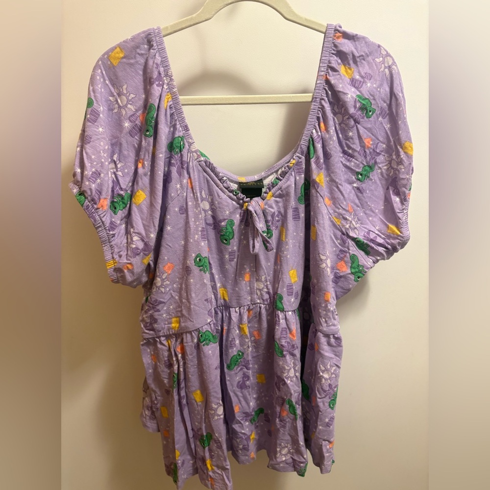 Torrid Disney Tangled Babydoll Heritage Slub Puff Sleeve Top, Size 3 (22/24) - Picture 5 of 6